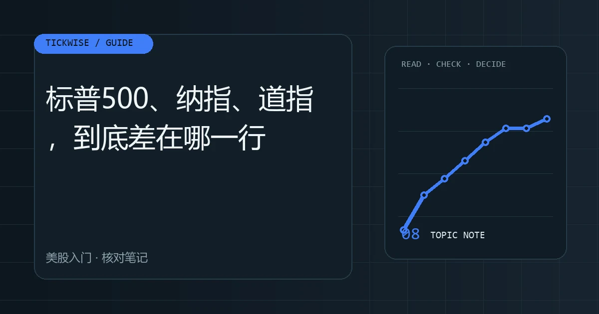 标普500、纳指、道指,到底差在哪一行 三大美股指数的区别、各看什么、新手先看哪个主题图